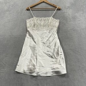 Hillard & Hanson Intimate Lingerie Women M White Lace Satin Coquette Sensual Vtg